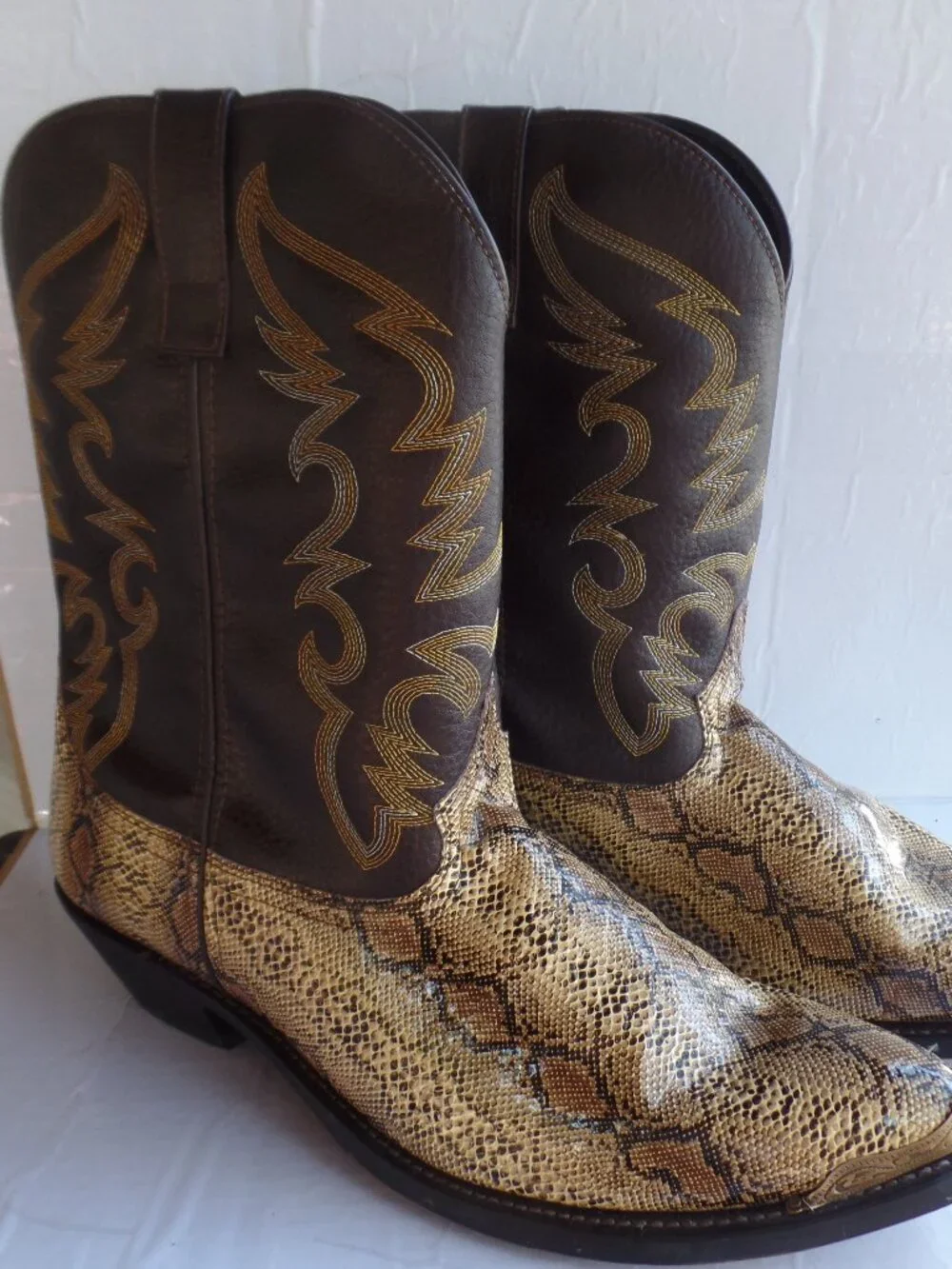 Laredo Mens Animal Print Pointed Toe Pull On Casual Boots Mid Calf - sz 15 68068